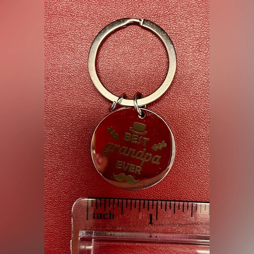Best Grandpa Ever Silver Keychain with Thank You Charm